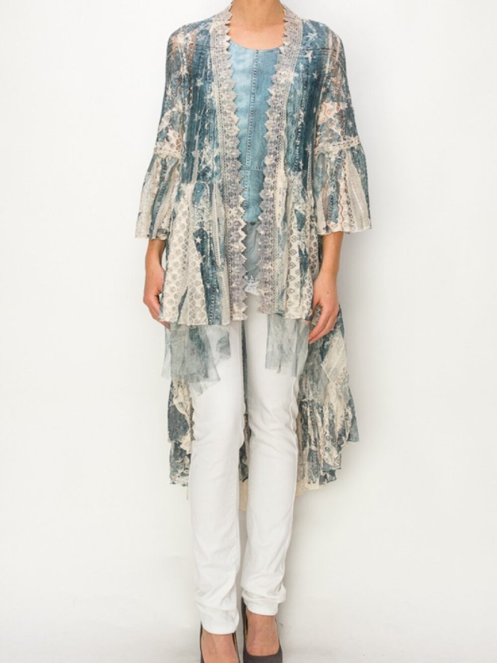 NEW ORIGAMI BIG TEXAS STAR kimono cardigan wrap Bohemian western Shabby SM-4XL